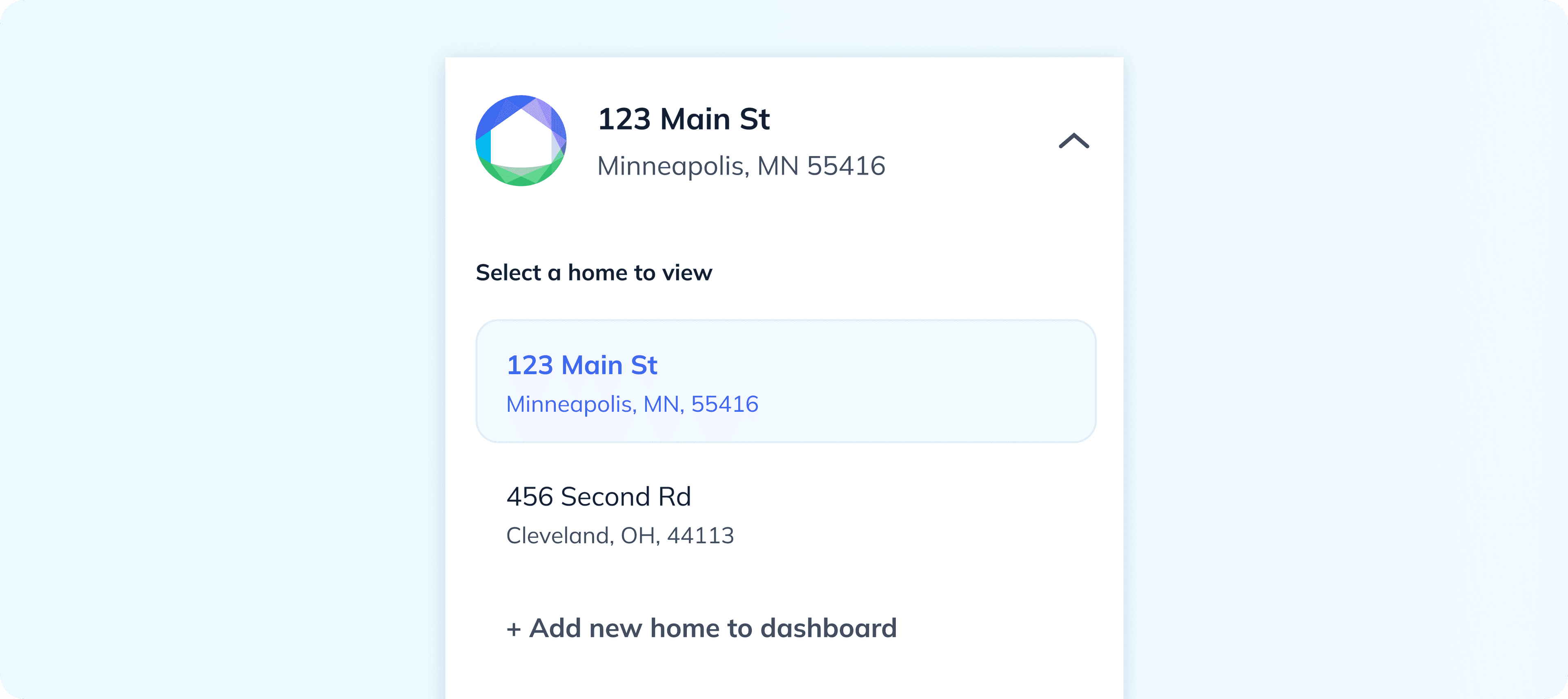 drop-down menu of properties