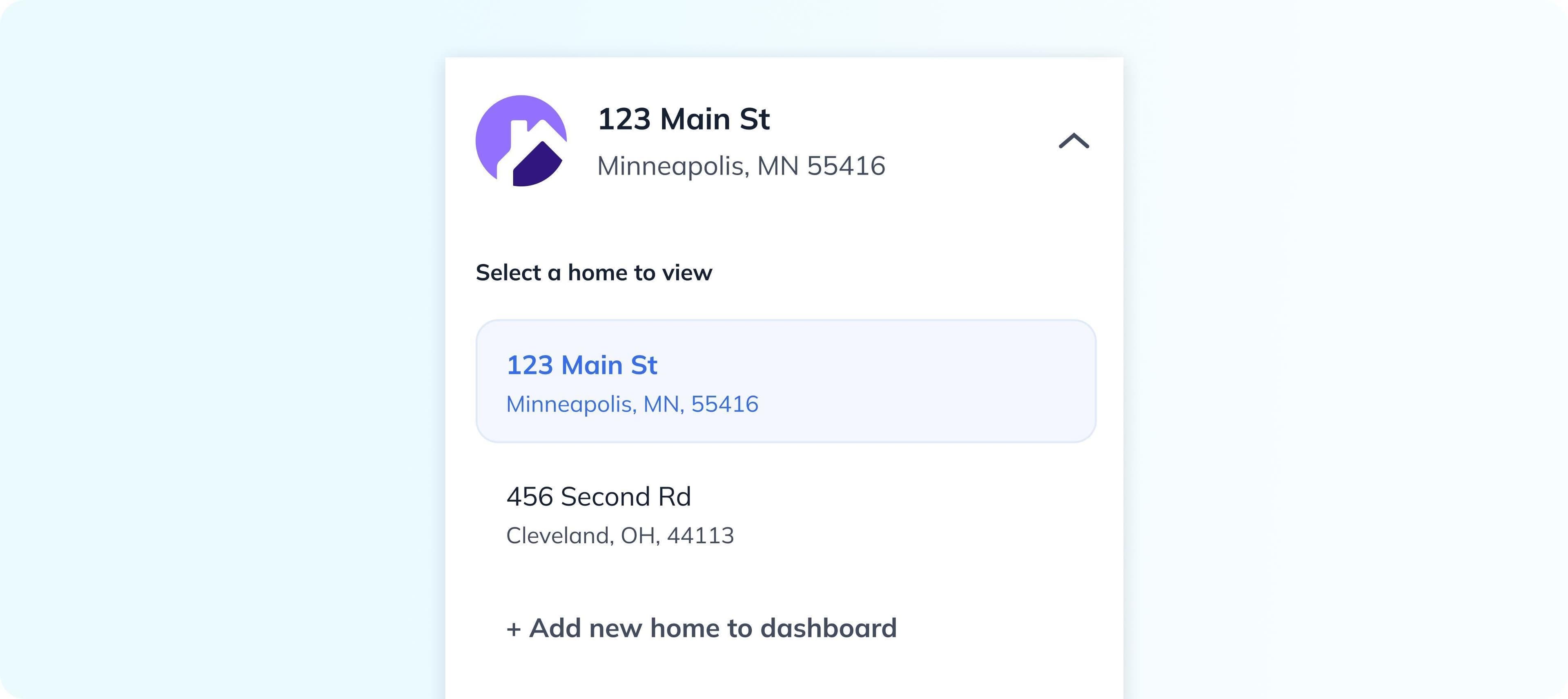 drop-down menu of properties